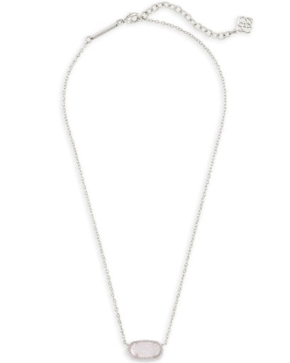 Elisa Short Pendant Necklace - Rhodium Iridescent Drusy - Southern Belle Boutique