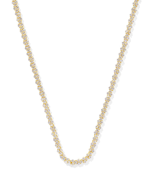 Emery Tennis Necklace - Gold White Crystal