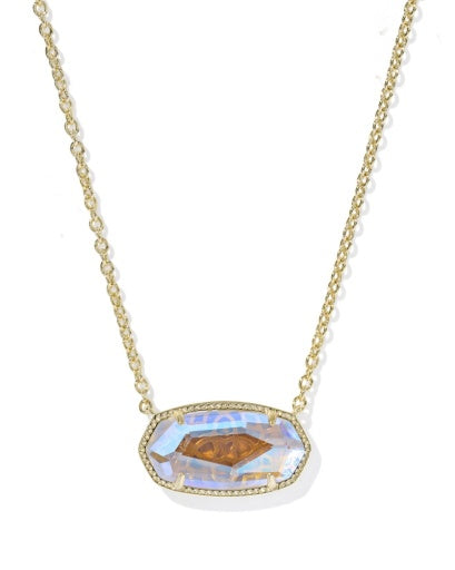 Elisa Statement Short Pendant Necklace Gold Dichroic Glass - Southern Belle Boutique