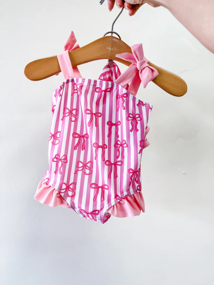 Pink Striped Coquette Swimsuit - Southern Belle Boutique