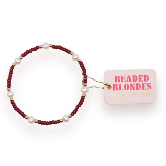 Maroon Pearl Bracelet - 6.25"