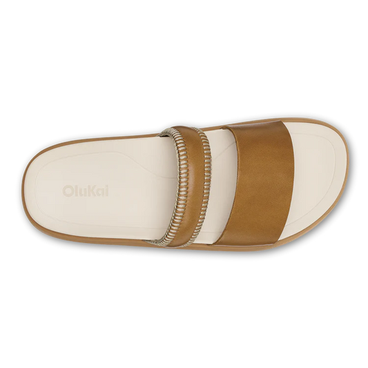 Pae Leather Slide Sandals - Tan/White Sand
