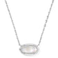 Elisa Bow Short Pendant Necklace Silver Iridescent Crystal Ivory Illusion - Southern Belle Boutique