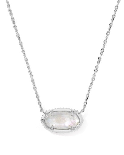 Elisa Bow Short Pendant Necklace Silver Iridescent Crystal Ivory Illusion - Southern Belle Boutique