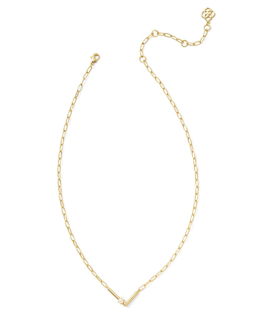 Pearl Initial L Short Pendant Necklace - Gold - Southern Belle Boutique