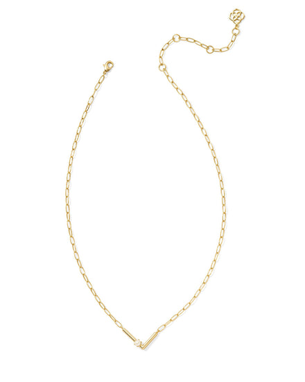Pearl Initial L Short Pendant Necklace - Gold - Southern Belle Boutique