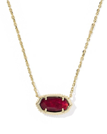 Elisa Bow Short Pendant Necklace Gold Dark Burgundy Illusion - Southern Belle Boutique