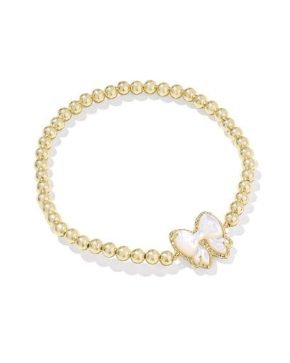 Haley Bow Stretch Bracelet - Gold Ivory Mother Of Pearl
