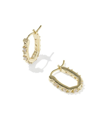 Fate Huggie Earrings - Gold White Cz - Southern Belle Boutique