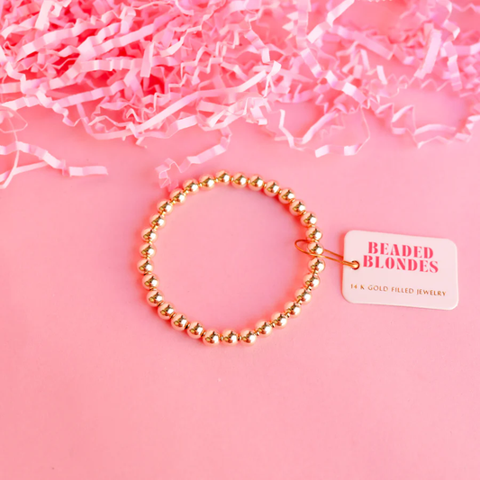 6MM Gold Beaded Bracelet - 6.75" - Southern Belle Boutique
