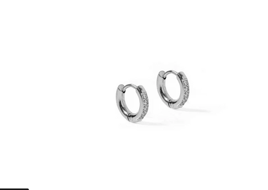 Huggie Earrings - Scarlett Hoop Silver 8mm CZ - Southern Belle Boutique