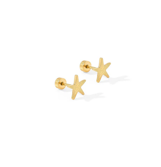 Screwback Stud Earrings - Starfish Gold - Southern Belle Boutique