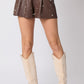 Choco Leather Shorts w/Pearls