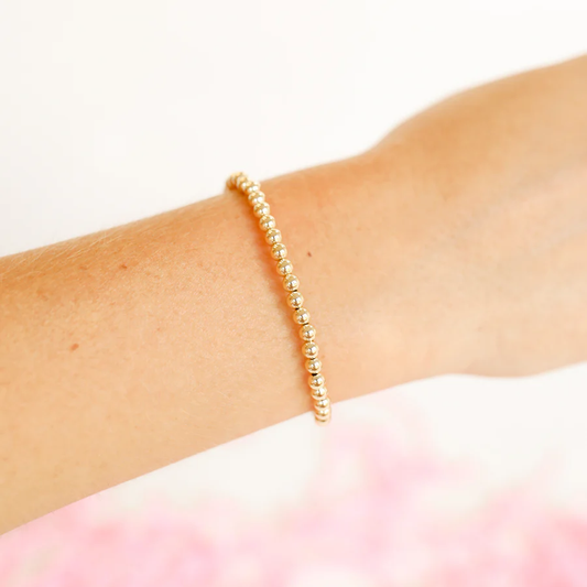 4MM Beaded Bracelet - Gold 6.75" - Southern Belle Boutique