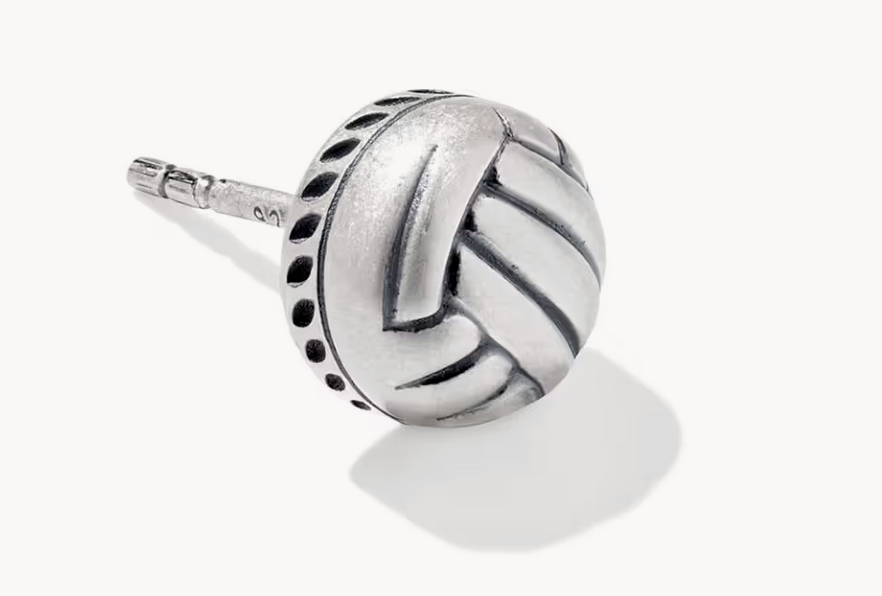 Volleyball Oxidized Sterling Silver Single Stud Earring - Southern Belle Boutique