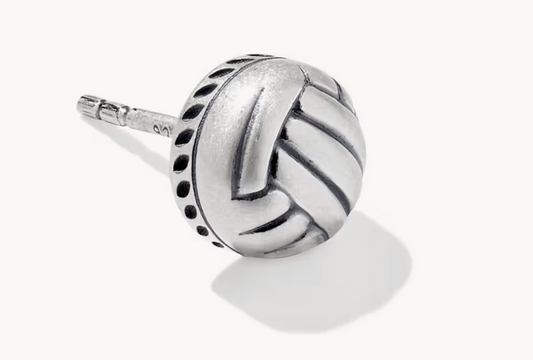 Volleyball Oxidized Sterling Silver Single Stud Earring - Southern Belle Boutique