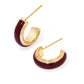 Ainsley Huggie Earrings Gold Burgundy Enamel - Southern Belle Boutique