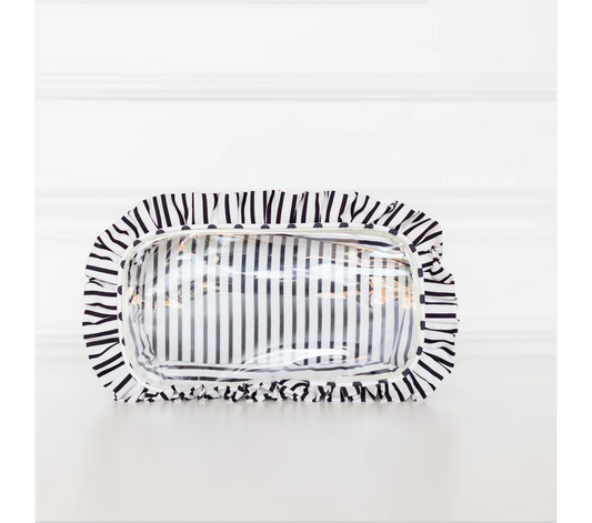Ruffled Nylon Large Clear Pouch - Polka Stripe - Southern Belle Boutique