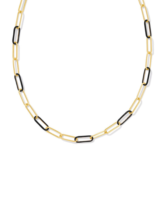 Ainsley Convertible Chain Necklace Gold Black Enamel