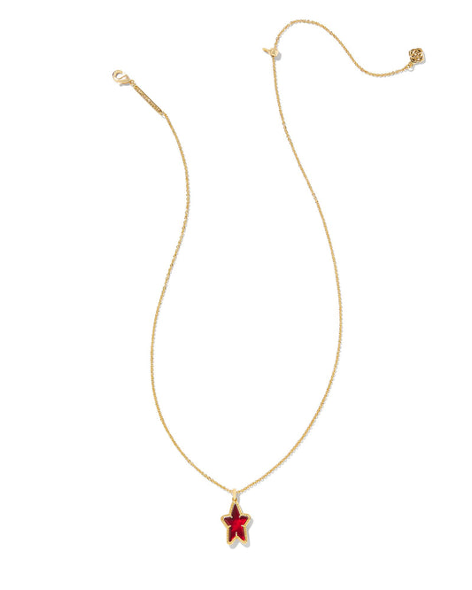 Ada Star Short Pendant Necklace - Gold Red Illusion - Southern Belle Boutique