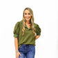 Olive Polka Dot Blouse - Southern Belle Boutique