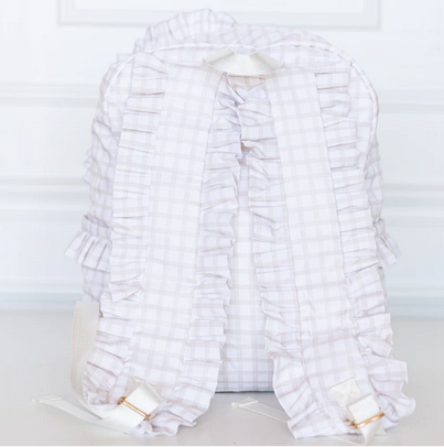 Plaid Ruffled Nylon Backpack - Nude