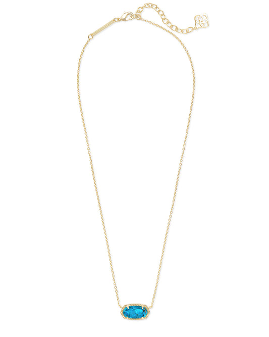 Elisa Short Pendant Necklace Gold Bronze Veined Turquoise Magnesite - Southern Belle Boutique