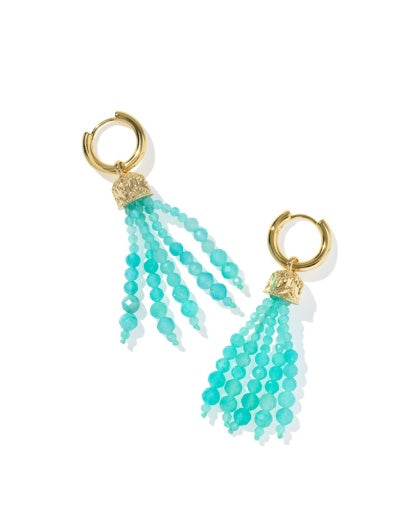 Sylvia Huggie Earrings Gold Teal Amazonite