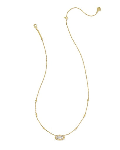 Elisa Lattice Frame Short Pendant Necklace Gold Ivory Mother Of Pearl - Southern Belle Boutique