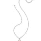 Daphne Pave Frame Short Pendant Necklace Silver Rose Quartz