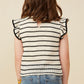 Black Striped Ruffle Sleeve Top