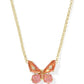 Bianca Butterfly Short Pendant Necklace - Gold Orange Mix