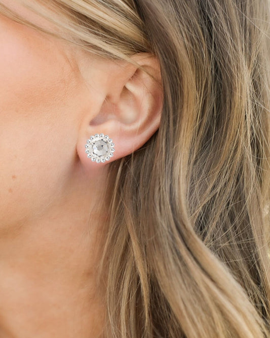Allure Stud Earrings - Silver Pearl - Southern Belle Boutique