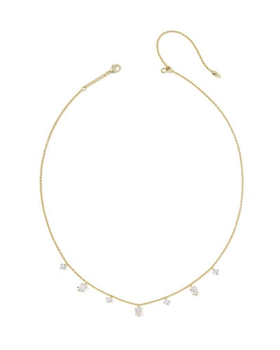 Cailin Delicate Strand Necklace Gold White Cz - Southern Belle Boutique