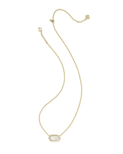 Elisa Bezel Short Pendant Necklace Gold Ivory Mother Of Pearl