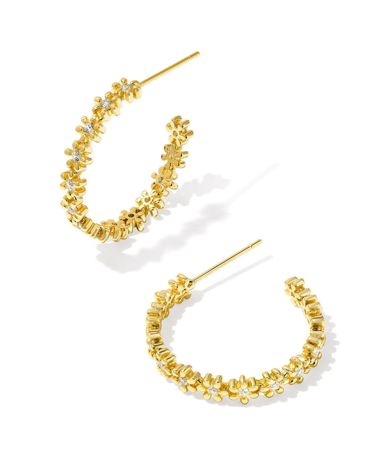 Nydia Hoop Earrings Gold White Crystal