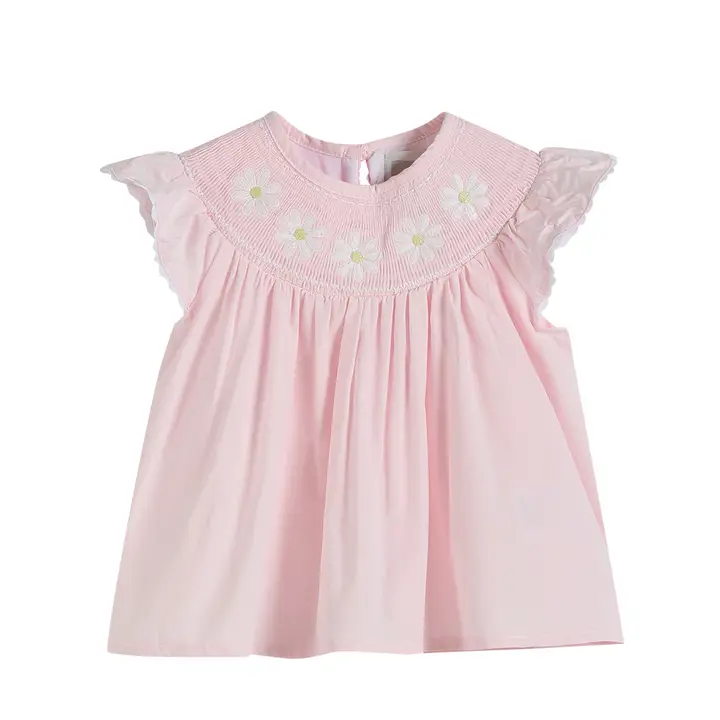 Light Pink Daisy Smocked Top and Bloomer 2 Pc Set - Southern Belle Boutique