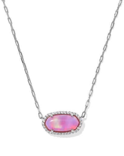 Necklace with a pink pendant on a white background