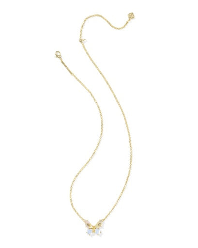 Bianca Butterfly Short Pendant Necklace - Gold Iridescent White Mix - Southern Belle Boutique