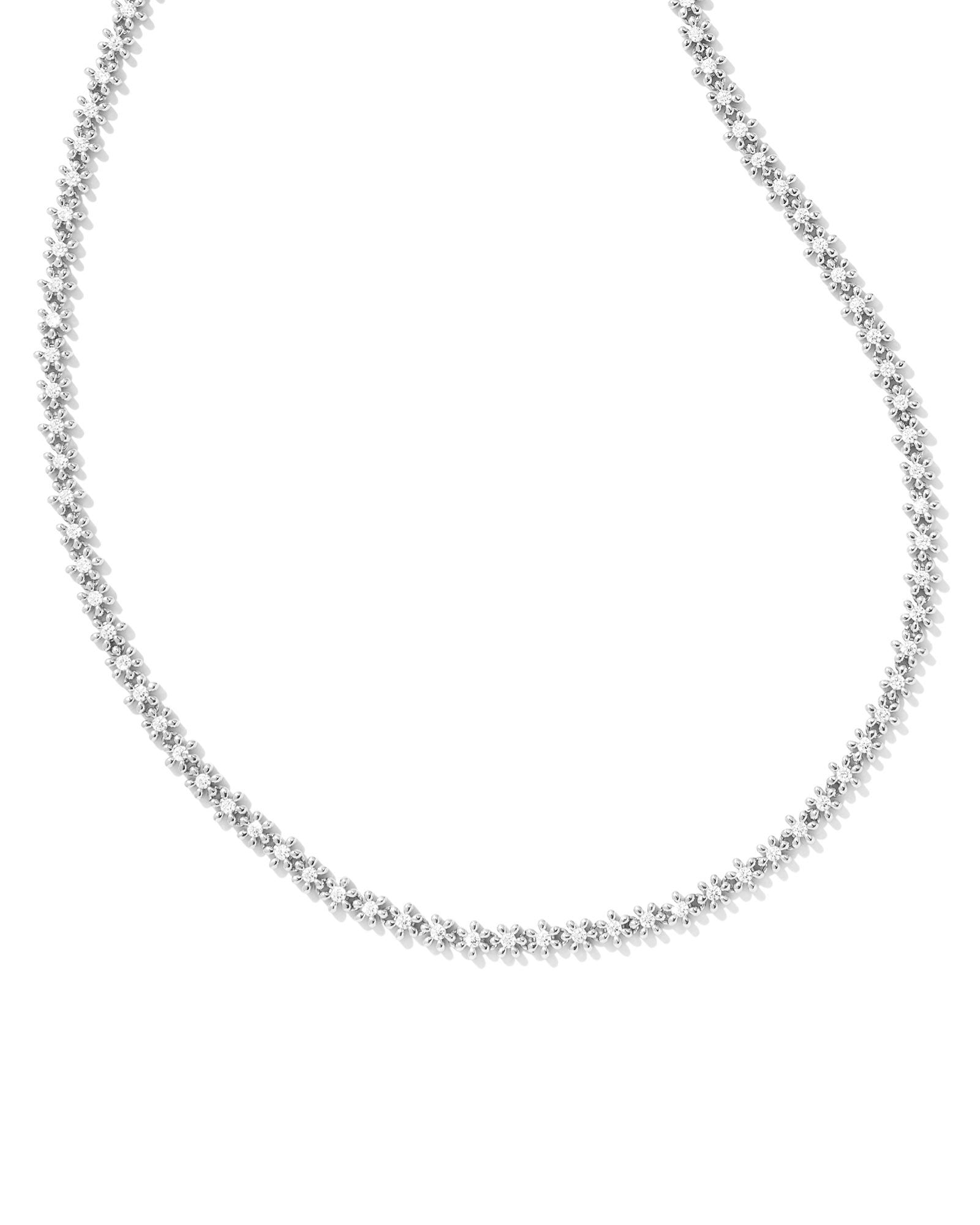 Nydia Strand Necklace Silver White Crystal - Southern Belle Boutique