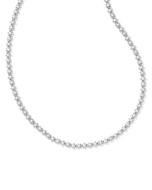 Nydia Strand Necklace Silver White Crystal