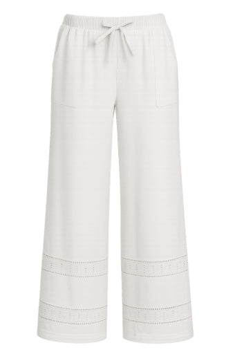 Chantel Eyelet Hem Pants - Off White - Southern Belle Boutique