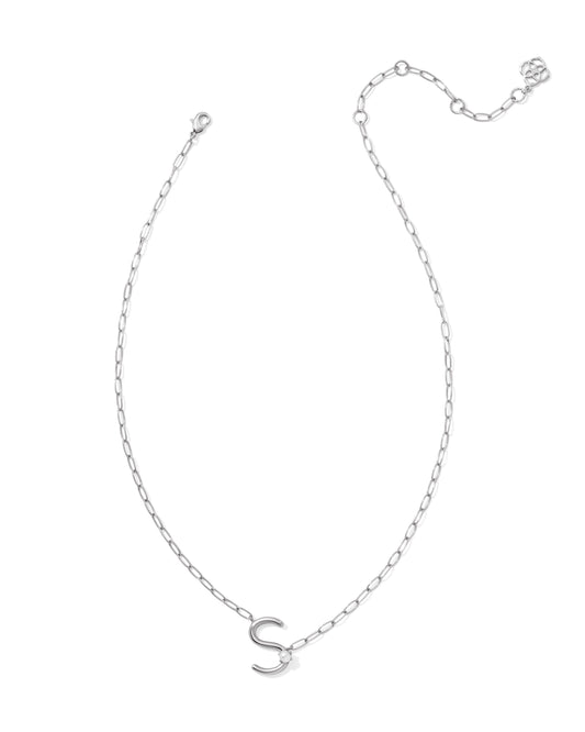 Pearl Initial S Short Pendant Necklace - Silver - Southern Belle Boutique