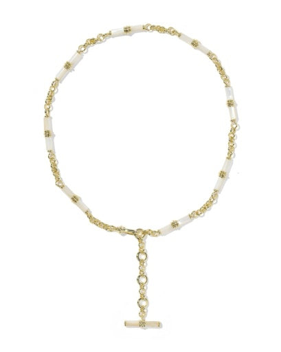 Bree Beaded Link And Chain Necklace - Gold Ivory Mother Of Pearl - Southern Belle Boutique