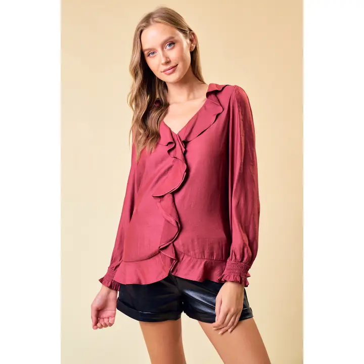 Biking Red Ruffle Blouse