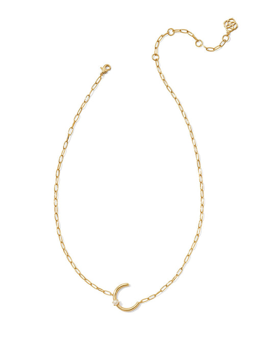 Pearl Letter C Short Pendant Necklace - Gold