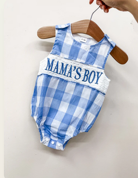 Mama's Boy Gingham Romper - Southern Belle Boutique