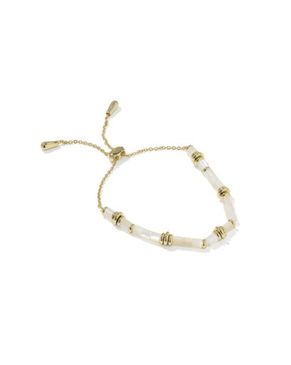 Bree Beaded Delicate Chain Bracelet - Gold Ivory Mother Of Pearl - Southern Belle Boutique