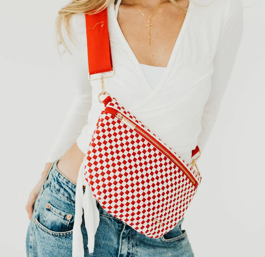 Westlyn Woven Bum Bag - Checkered Cherry Red