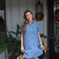 Denim Button Down Shirt Dress - Med Wash